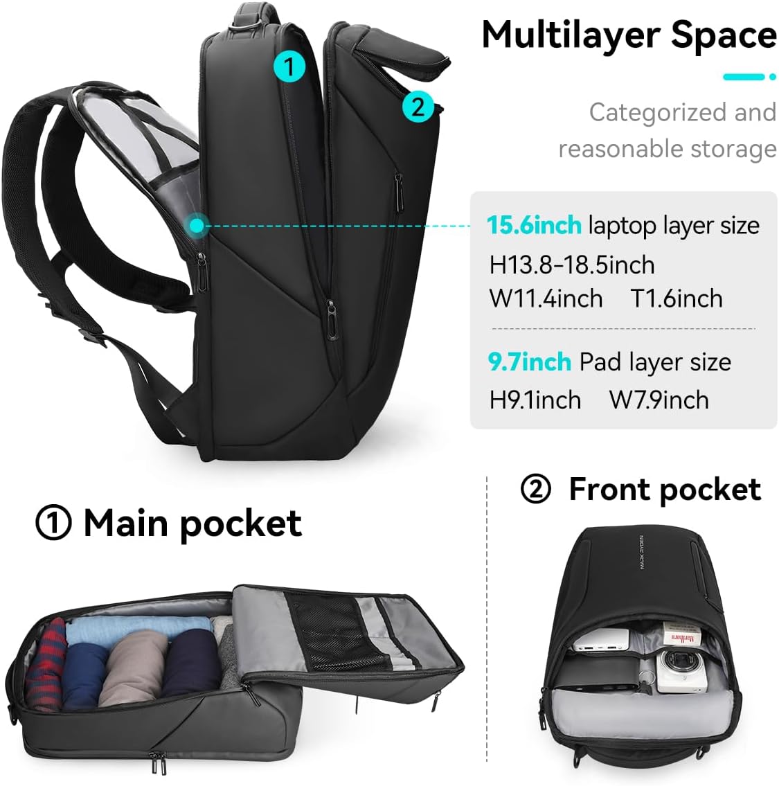 Business Backpack for Men, 17. - Office Tech Backpack ulasan dan harga